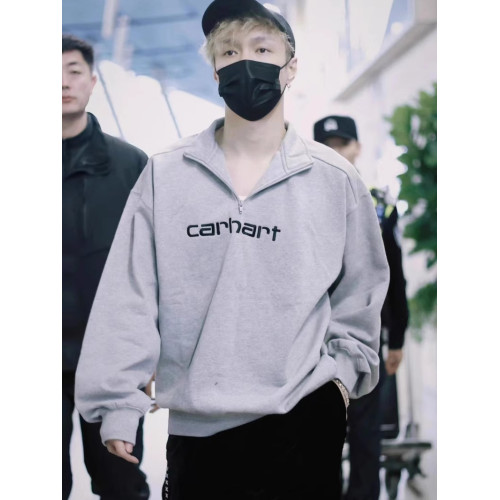 半拉鍊衛衣純棉半高立領男女春秋情侶款字母刺綉寬松大碼套頭外套 半拉鍊衛衣純棉半高立領男女春秋情侶款字母刺綉寬松大碼套頭外套