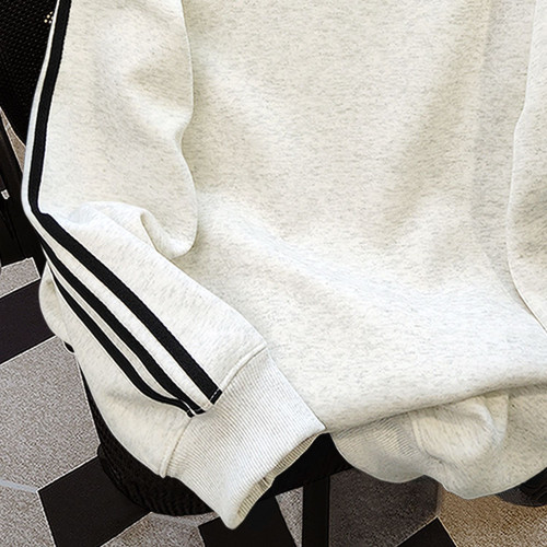 美式高街三條杠小衆設計感圓領衛衣男2024秋冬季加絨寬松上衣外套 美式高街三條杠小衆設計感圓領衛衣男2024秋冬季加絨寬松上衣外套