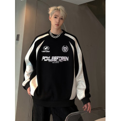 字母圓領衛衣男女2025秋冬季新款重磅加絨加厚青少年潮牌寬松外套