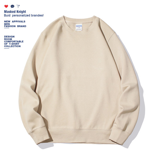 港風潮牌秋季純色薄款套頭圓領衛衣男潮寬松休閒情侶裝淨版上衣