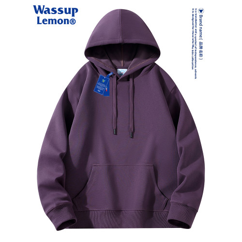 WASSUP LEMON重磅連帽衛衣男女純色潮牌白色美式寬松情侶加絨外套 WASSUP LEMON重磅連帽衛衣男女純色潮牌白色美式寬松情侶加絨外套