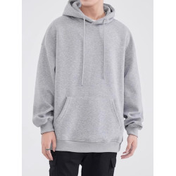 美式潮牌日系純棉重磅連帽衫寬松休閒加絨加厚純色衛衣男秋冬外套