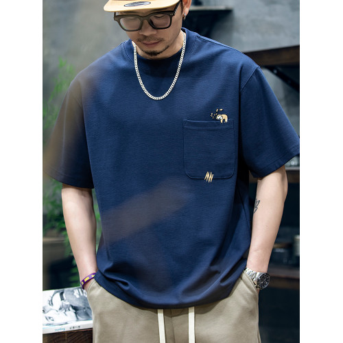 260g米格短袖t恤男夏季新款潮牌小樹懶刺綉口袋寬松休閒半袖體恤 260g米格短袖t恤男夏季新款潮牌小樹懶刺綉口袋寬松休閒半袖體恤