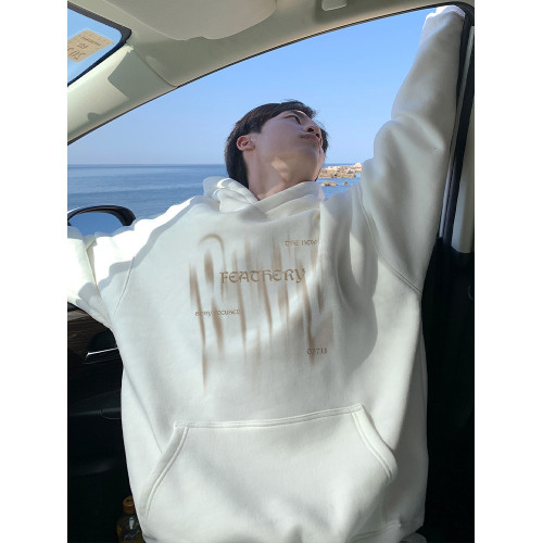 幻影字母花灰色連帽衛衣男款春秋冬季加絨加厚寬松大碼男生上衣服 幻影字母花灰色連帽衛衣男款春秋冬季加絨加厚寬松大碼男生上衣服