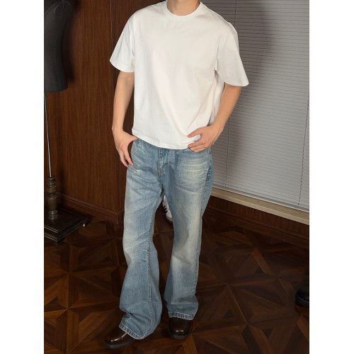 cleanfti短袖基礎通勤250g冰感休閒復古小領口短寬Boxy版型T恤男