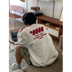 歐美式休閒風純棉長袖t恤男260g秋冬重磅圓領寬松上衣情侶ins潮牌