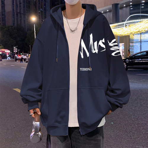 連帽衛衣男秋冬季2026新款外套加絨潮牌美式寬鬆青少年拉鍊開衫男