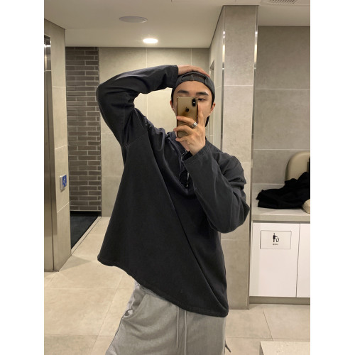 碧捨男士秋冬純色打底衫韓版潮流寬松T恤灰色做舊百搭ins休閒上衣 碧捨男士秋冬純色打底衫韓版潮流寬松T恤灰色做舊百搭ins休閒上衣