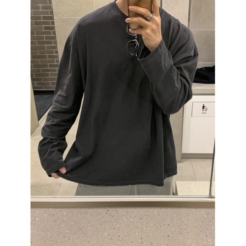 碧捨男士秋冬純色打底衫韓版潮流寬松T恤灰色做舊百搭ins休閒上衣 碧捨男士秋冬純色打底衫韓版潮流寬松T恤灰色做舊百搭ins休閒上衣