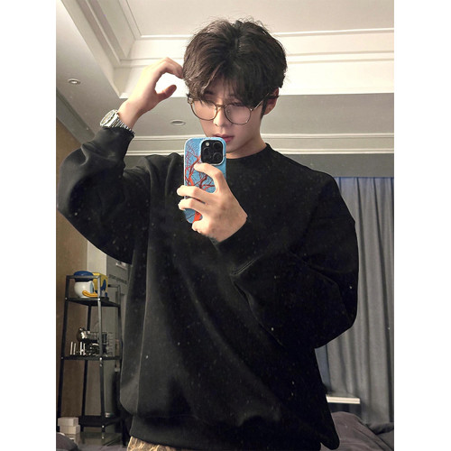 cleanfit美式重磅圓領衛衣男款秋季ootd加絨長袖t恤內搭打底上衣 cleanfit美式重磅圓領衛衣男款秋季ootd加絨長袖t恤內搭打底上衣