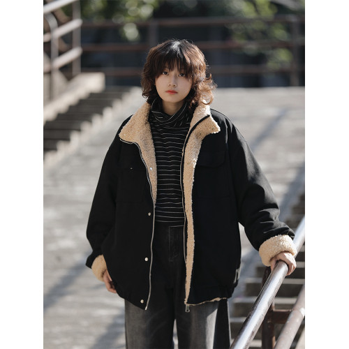 阿於呆 秋冬日系復古條紋高領打底衫男德絨內搭保暖堆堆領長袖T恤