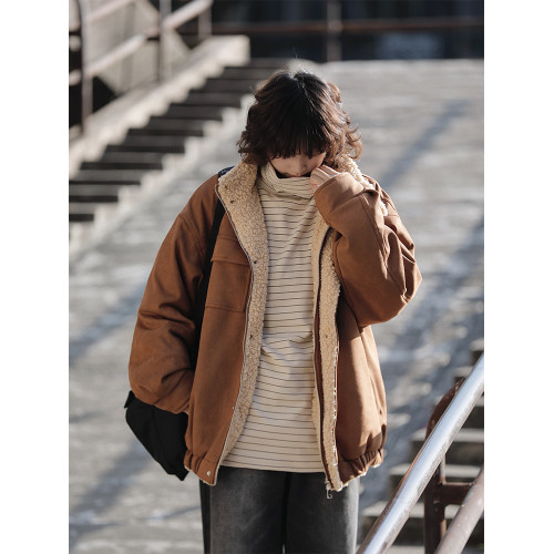 阿於呆 秋冬日系復古條紋高領打底衫男德絨內搭保暖堆堆領長袖T恤