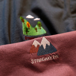 青山如錦雪山如緞 短袖日系刺綉上衣oversize寬松男女簡約t恤情侶