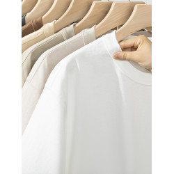 純色界黑馬！400g重磅純棉圓領短袖t恤夏季寬松舒適百搭男女上衣