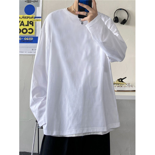 純色長袖t恤男生潮牌秋季韓版寬松百搭潮流ins情侶款打底衫上衣服