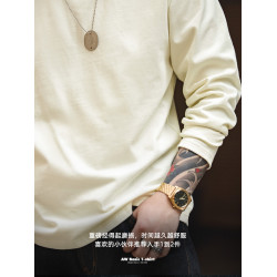 馬登工裝 美式300g純棉重磅長袖T恤白色圓領內搭衛衣打底衫男秋