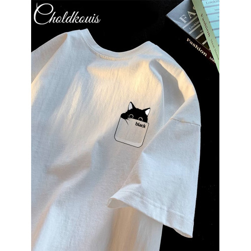 2025新款夏季短袖t恤男士港風潮牌寬松體恤上衣潮流ins半截袖純棉