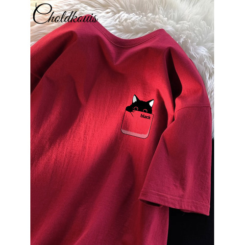 2025新款夏季短袖t恤男士港風潮牌寬松體恤上衣潮流ins半截袖純棉