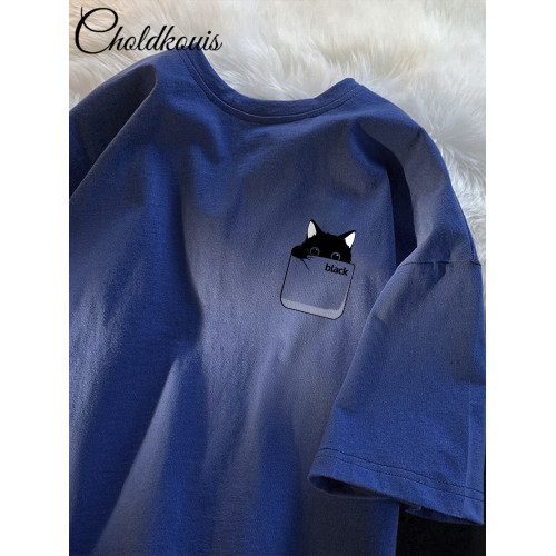 2025新款夏季短袖t恤男士港風潮牌寬松體恤上衣潮流ins半截袖純棉