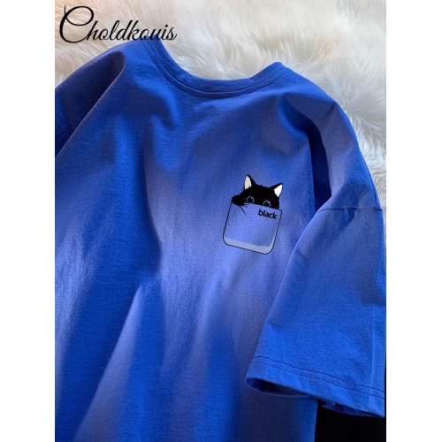 2025新款夏季短袖t恤男士港風潮牌寬松體恤上衣潮流ins半截袖純棉