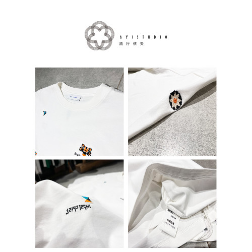 港風設計感小衆刺綉短袖t恤男潮流虎頭高級感ins純棉寬松半袖上衣