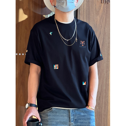 港風設計感小衆刺綉短袖t恤男潮流虎頭高級感ins純棉寬松半袖上衣