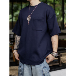 Gnomes lab 3.0軟糯親膚300g空氣層純色口袋短袖打底圓領T恤日系