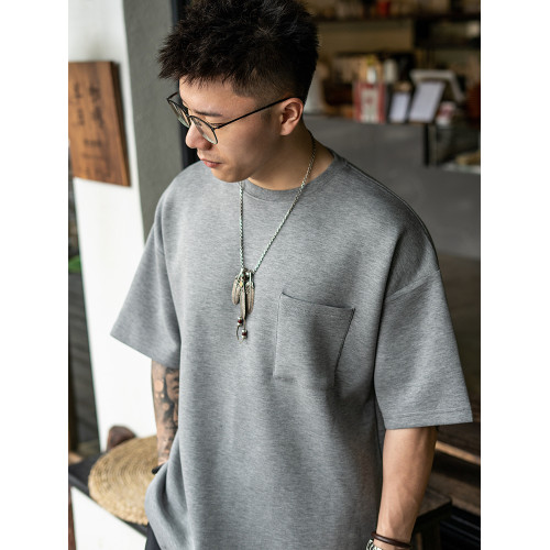 Gnomes lab 3.0軟糯親膚300g空氣層純色口袋短袖打底圓領T恤日系