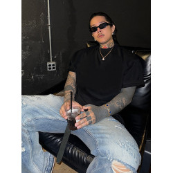 白鶴大大360克重磅純棉基礎純色打底T恤圓領寬松休閒簡約半袖短袖