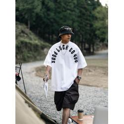 特大碼300斤日系字母印花短袖T恤男裝夏季潮流百搭圓領體恤上衣服