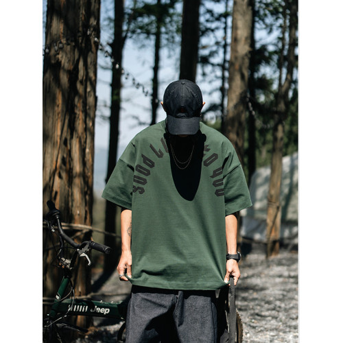 特大碼300斤日系字母印花短袖T恤男裝夏季潮流百搭圓領體恤上衣服