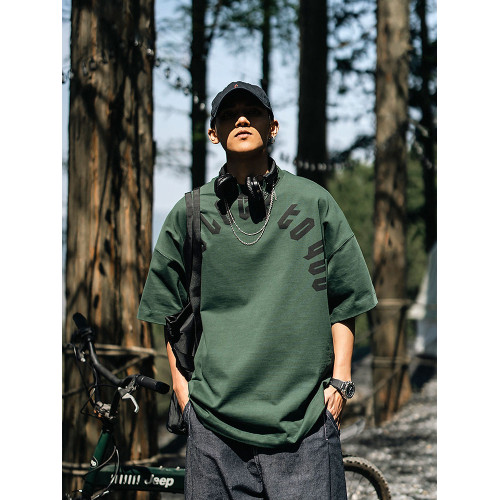 特大碼300斤日系字母印花短袖T恤男裝夏季潮流百搭圓領體恤上衣服