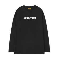 404MOB基礎款百搭黑白色長袖T恤男女同款ins寬松純棉潮牌休閒上衣