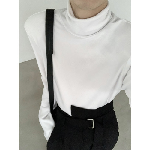 秋山風/人手的柔軟墊肩高領打底衫男冬黑色內搭高級感長袖T恤 秋山風/人手的柔軟墊肩高領打底衫男冬黑色內搭高級感長袖T恤