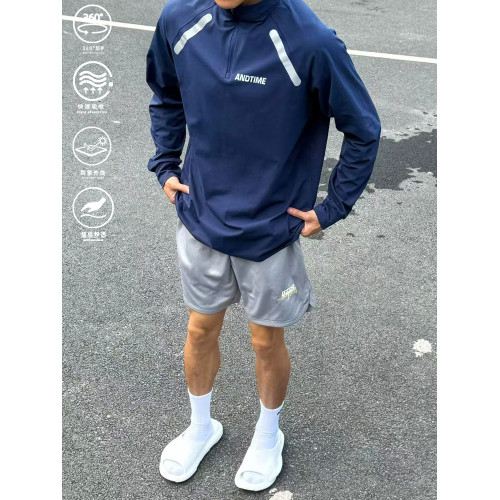 andtime長袖拉鍊t恤城市戶外運動健身跑步籃球訓練騎行速乾排汗潮