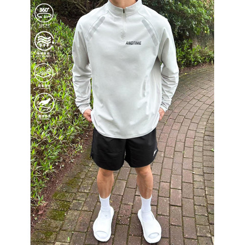 andtime長袖拉鍊t恤城市戶外運動健身跑步籃球訓練騎行速乾排汗潮