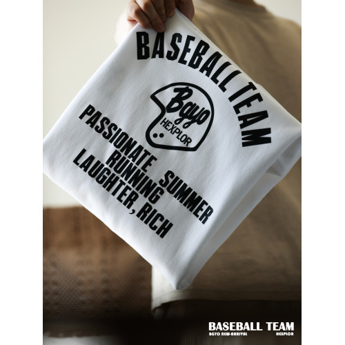 BGYO 美式休閒印花300g重磅長袖T恤男磨毛寬版小領口白色打底衫潮 BGYO 美式休閒印花300g重磅長袖T恤男磨毛寬版小領口白色打底衫潮