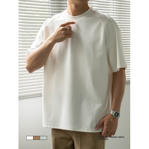 LUUD 韓風高級感簡奢半袖圓領純色男裝T恤透氣插肩袖休閒男士上衣 LUUD 韓風高級感簡奢半袖圓領純色男裝T恤透氣插肩袖休閒男士上衣