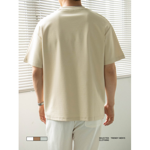 LUUD 韓風高級感簡奢半袖圓領純色男裝T恤透氣插肩袖休閒男士上衣 LUUD 韓風高級感簡奢半袖圓領純色男裝T恤透氣插肩袖休閒男士上衣