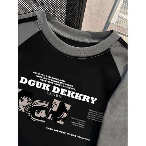 美式趣味動漫人物字母印花短袖T恤衫情侶款夏季潮酷重磅純棉上衣