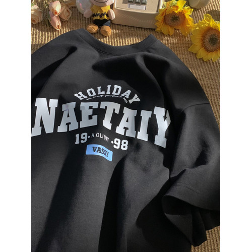 100%重磅純棉美式短袖男款夏季復古衣服潮牌上衣寬松潮流潮男t恤