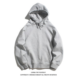 2025年秋冬薄款連帽衛衣純色外套青少年學生帽衫寬松休閒加絨加厚