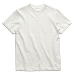 300g 日系復古美式倒三角圓領三本針重磅厚實竹節棉純棉短袖T恤男