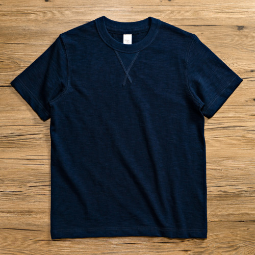 300g 日系復古美式倒三角圓領三本針重磅厚實竹節棉純棉短袖T恤男