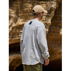 Quentin Marx日系男士320g重磅長袖T恤弧形下擺休閒寬松潮打底衫