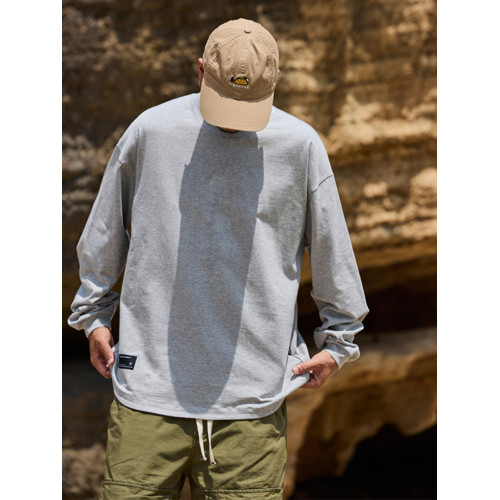 Quentin Marx日系男士320g重磅長袖T恤弧形下擺休閒寬松潮打底衫 Quentin Marx日系男士320g重磅長袖T恤弧形下擺休閒寬松潮打底衫