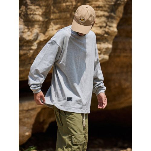 Quentin Marx日系男士320g重磅長袖T恤弧形下擺休閒寬松潮打底衫 Quentin Marx日系男士320g重磅長袖T恤弧形下擺休閒寬松潮打底衫