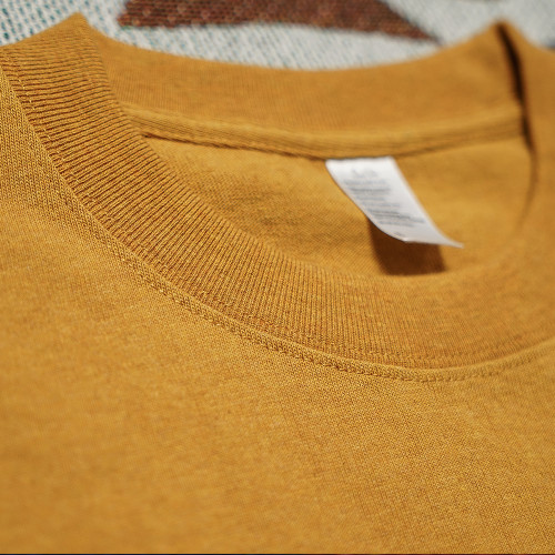 250g 阿美哢嘰復古小領口重磅厚實純棉圓領長袖T恤秋冬打底衫男款