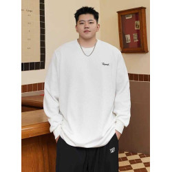 潮牌大碼男裝秋新款簡約寬松休閒胖子加肥加大打底衫圓領長袖T恤