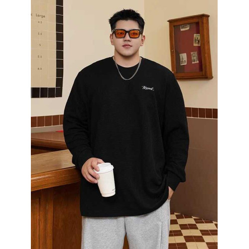 潮牌大碼男裝秋新款簡約寬松休閒胖子加肥加大打底衫圓領長袖T恤 潮牌大碼男裝秋新款簡約寬松休閒胖子加肥加大打底衫圓領長袖T恤